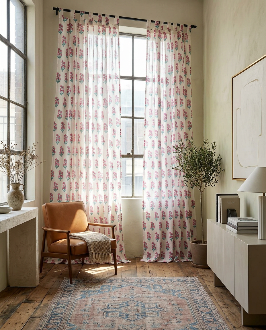 Morning Rose Semi Sheer Curtains
