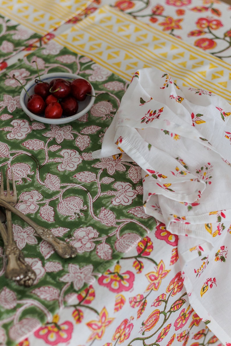 Pomegranate Block Print Placemats - Set of 6