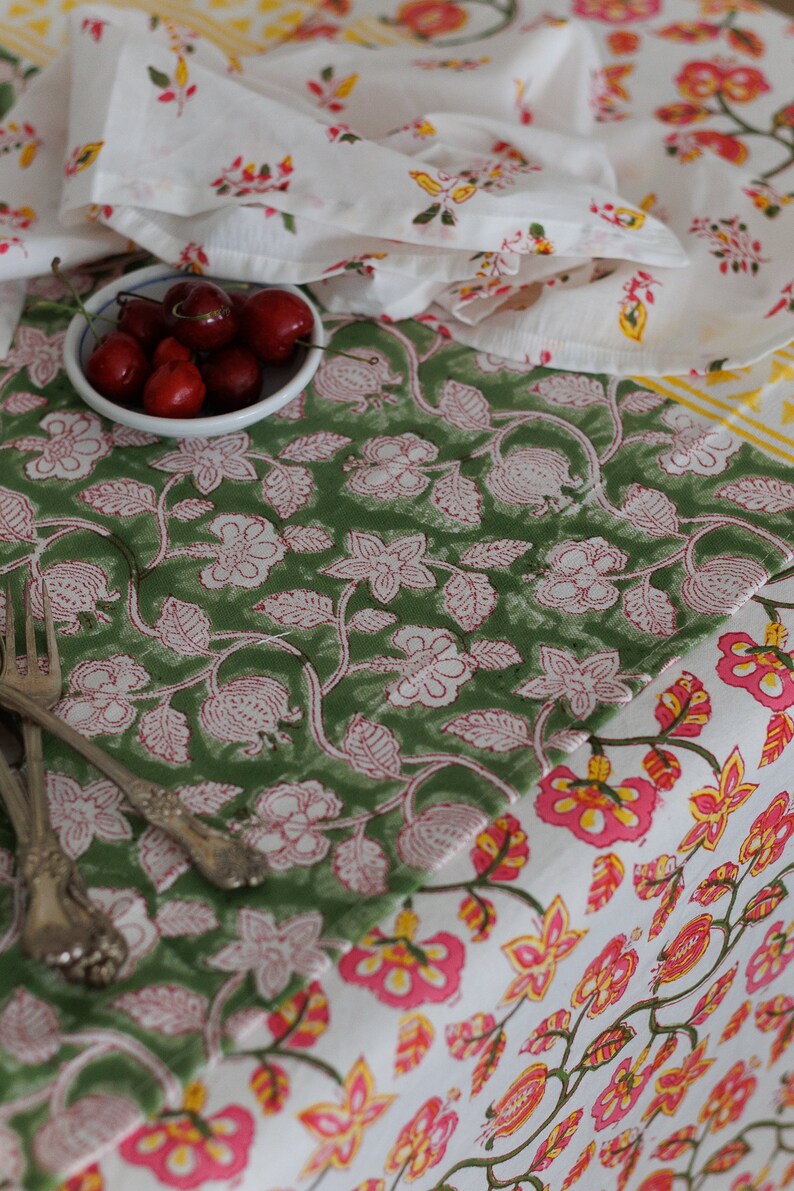 Pomegranate Block Print Placemats - Set of 6