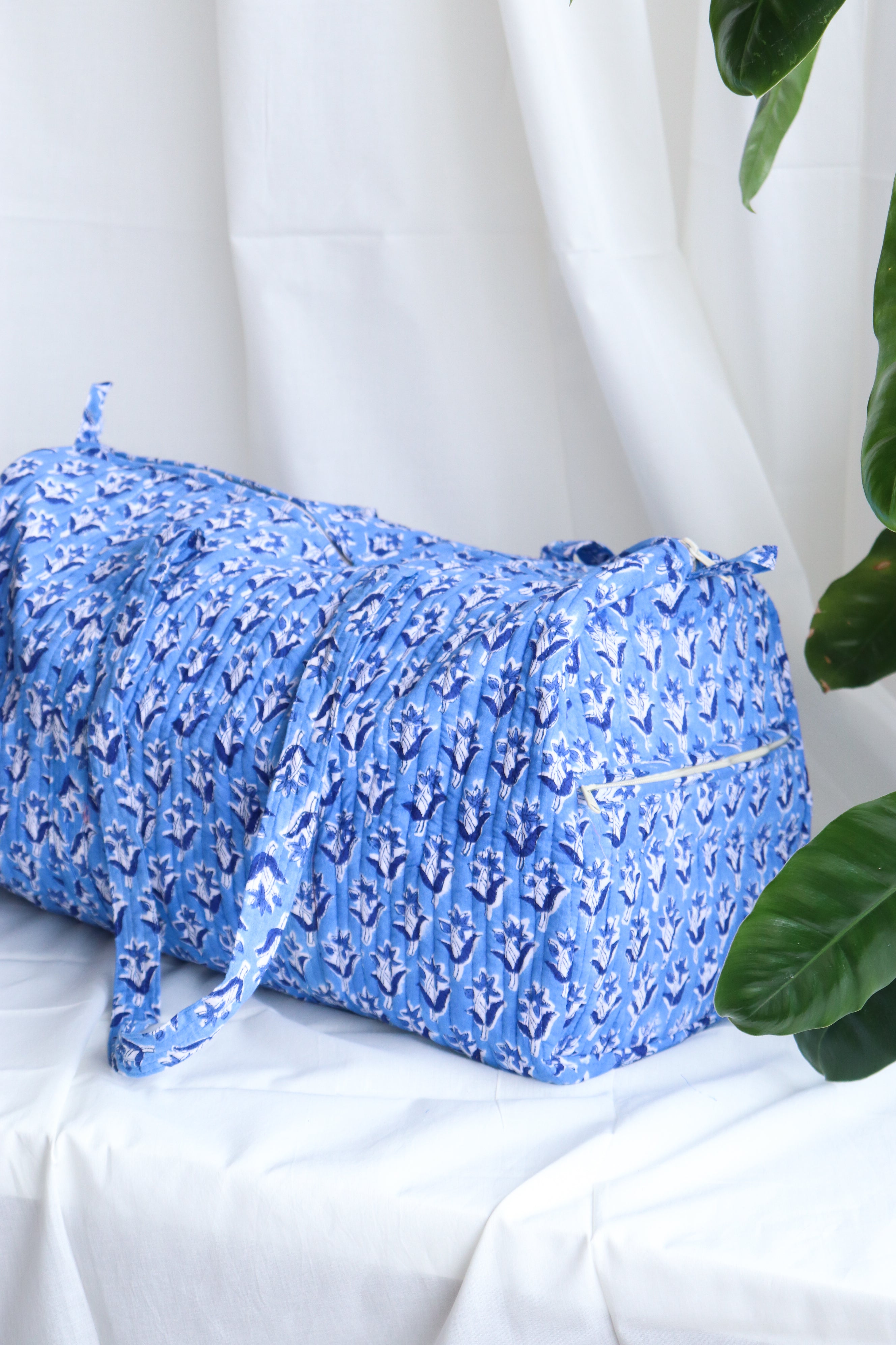 Floral Duffle Bag - Lapis Blue