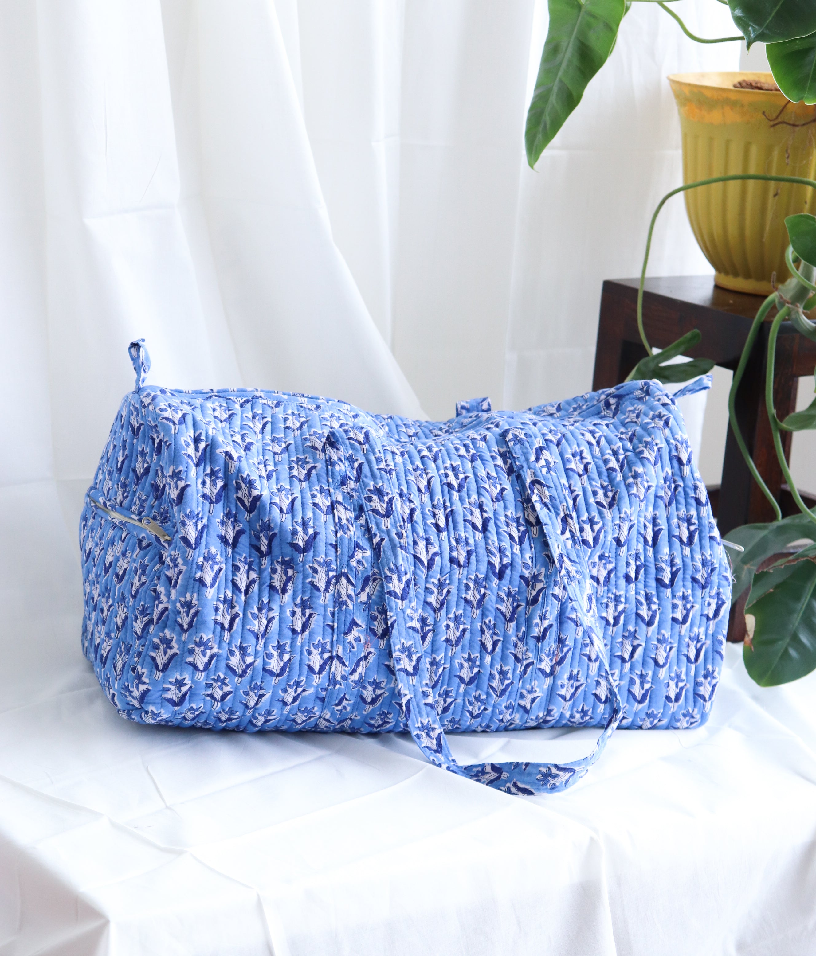 Floral Duffle Bag - Lapis Blue