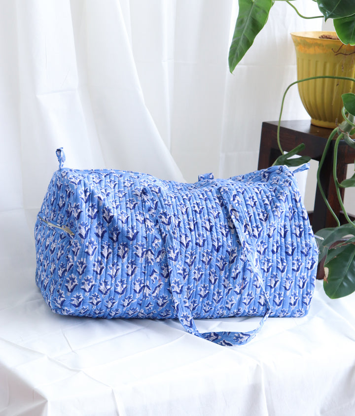 Floral Duffle Bag - Lapis Blue