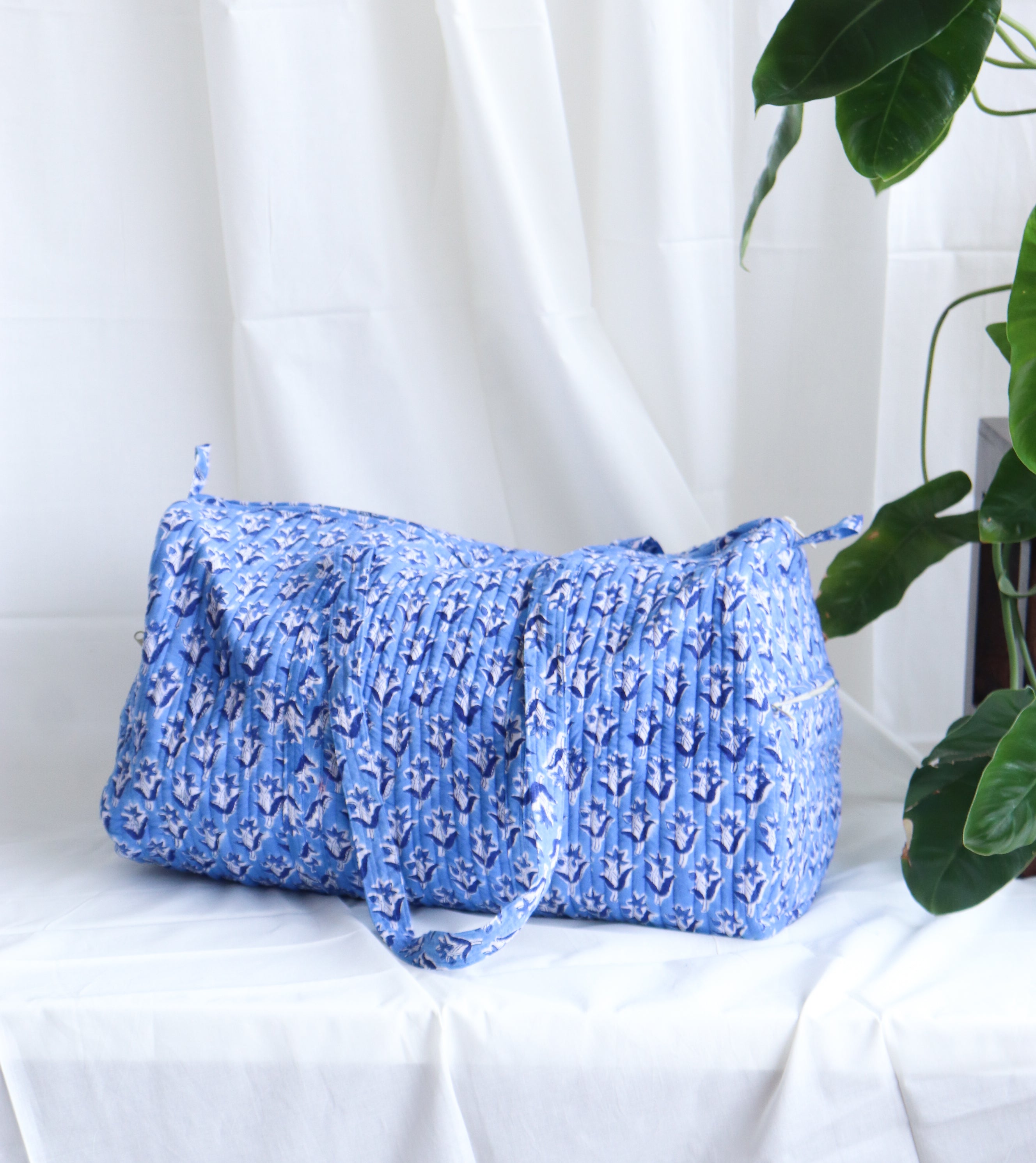 Floral Duffle Bag - Lapis Blue