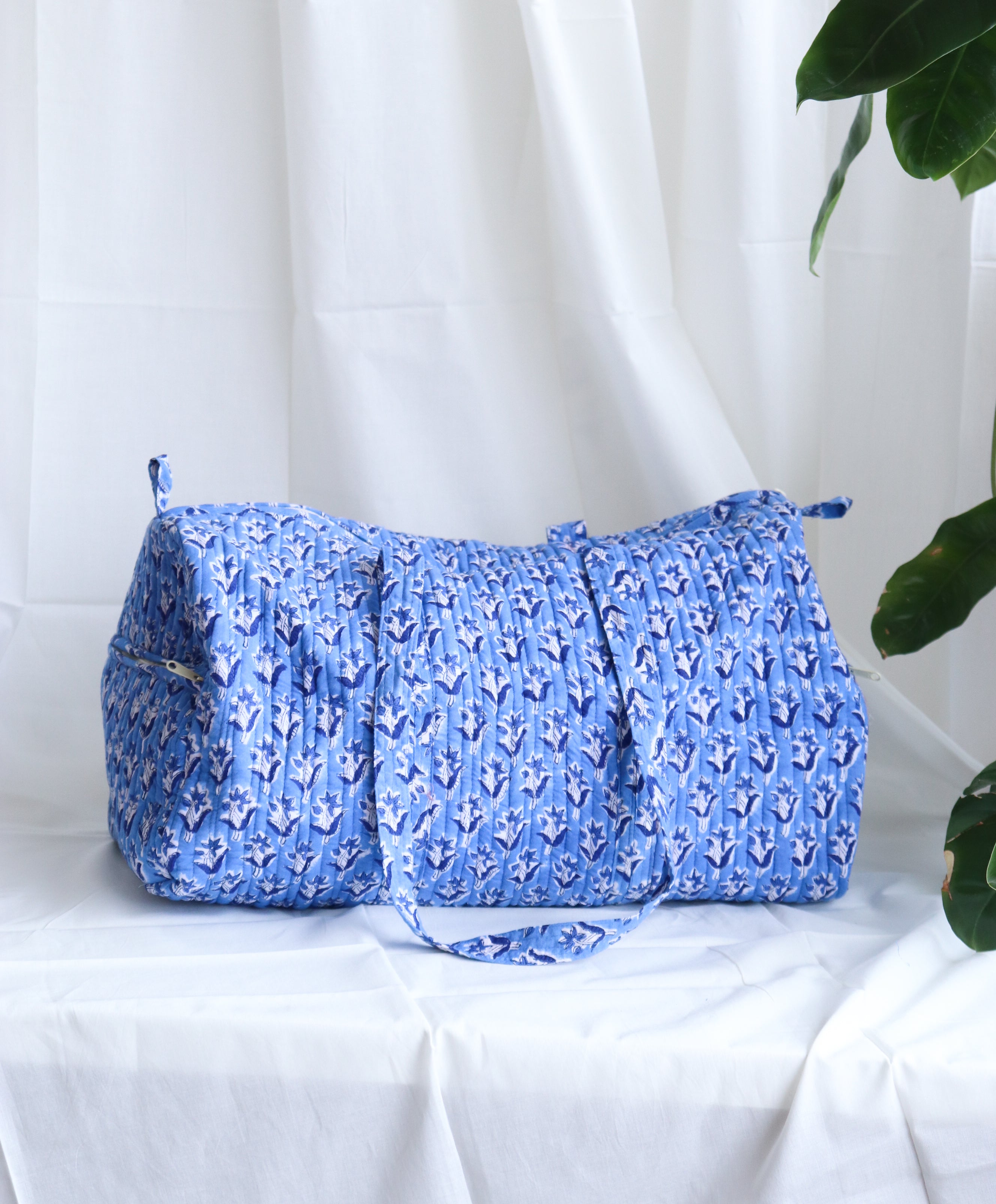 Floral Duffle Bag - Lapis Blue