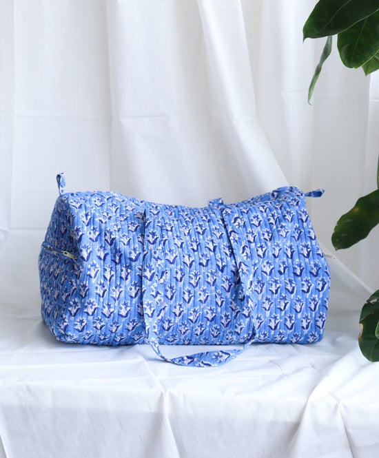Floral Duffle Bag - Lapis Blue