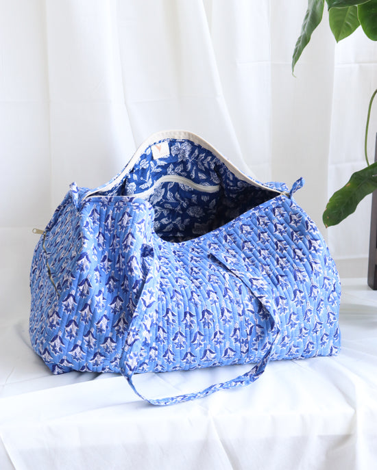Floral Duffle Bag - Lapis Blue