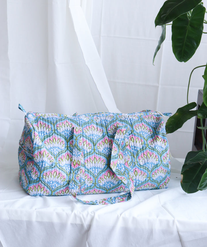 Floral Duffle Bag - Azure Blue