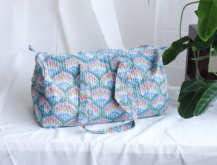 Floral Duffle Bag - Azure Blue