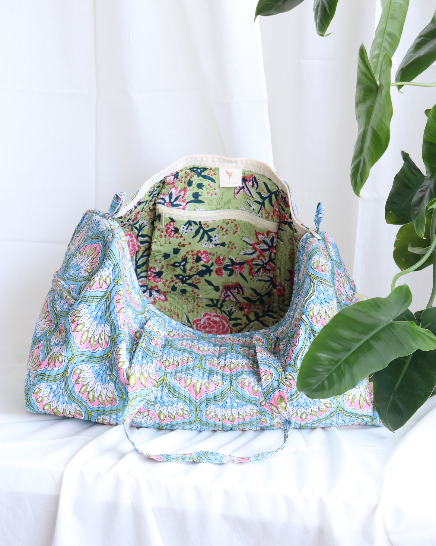 Floral Duffle Bag - Azure Blue