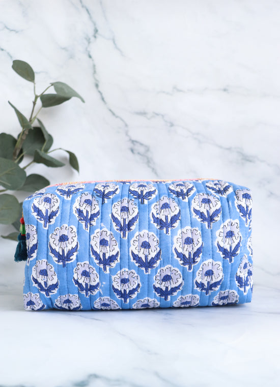 Block Print Quilted Makeup Bag