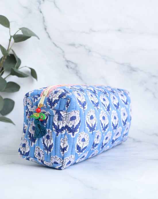 Block Print Quilted Makeup Bag