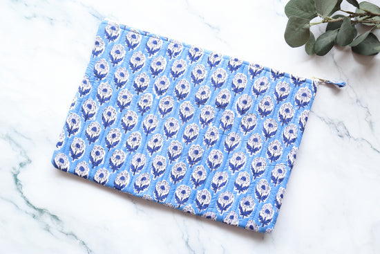 White and Blue Laptop Sleeve