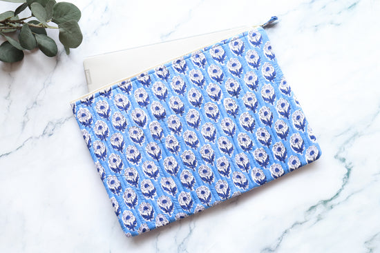 White and Blue Laptop Sleeve