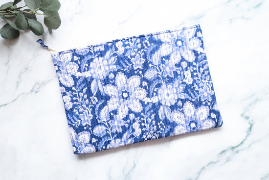 White & Blue Quilted Laptop Sleeve