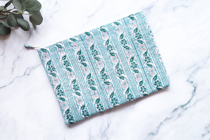 White and Green Laptop Sleeve