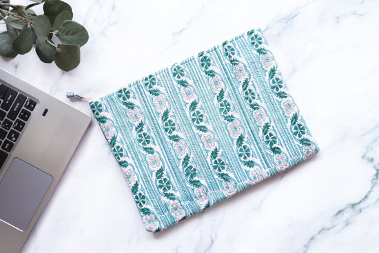 White and Green Laptop Sleeve