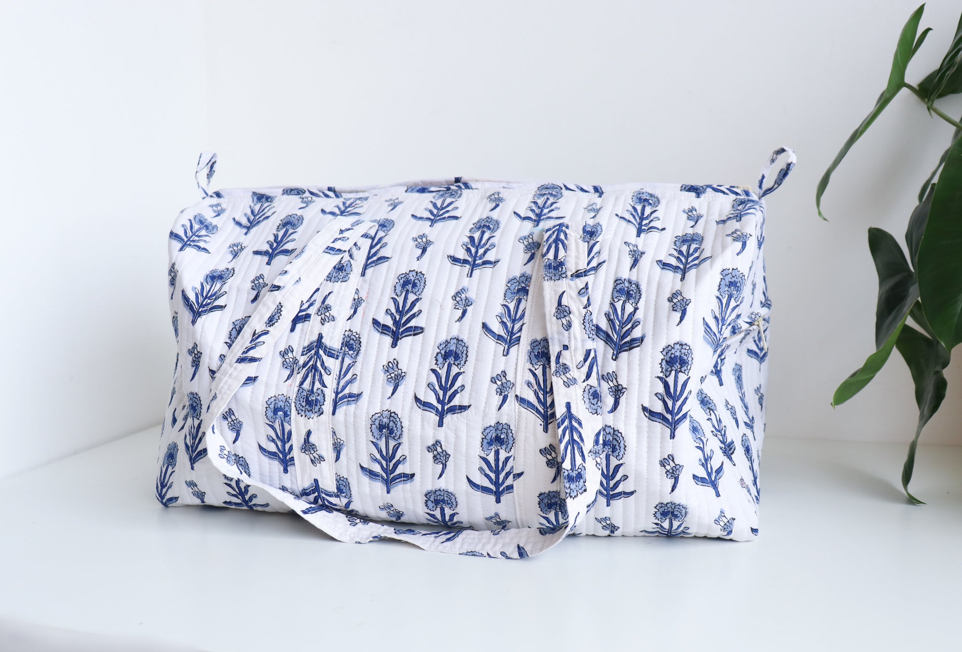 Floral Duffle Bag -  Blue Travel bag