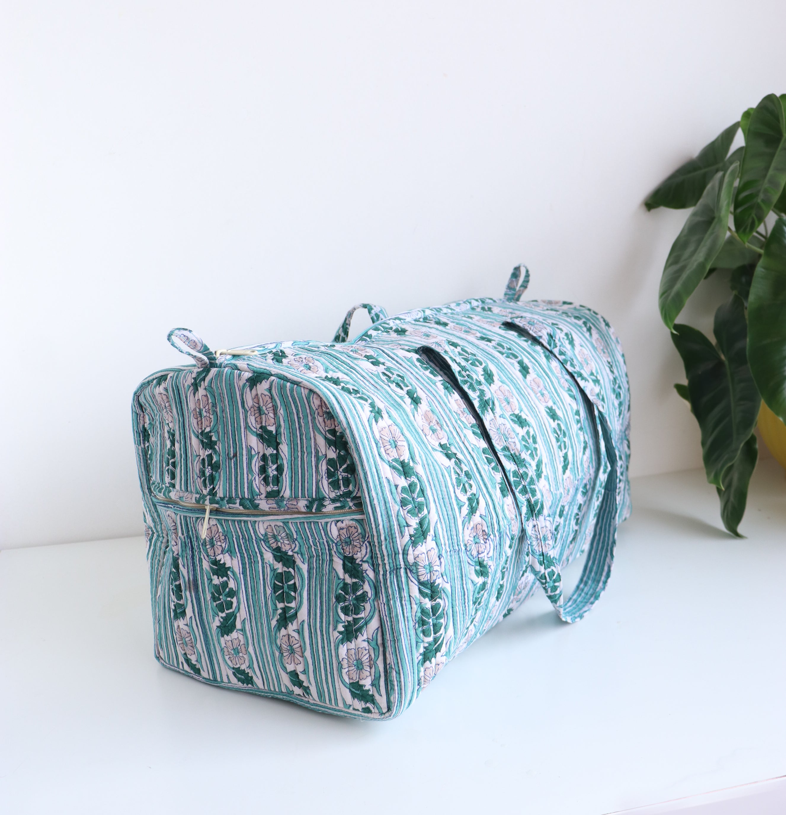 Floral Duffle Bag - Green Travel bag