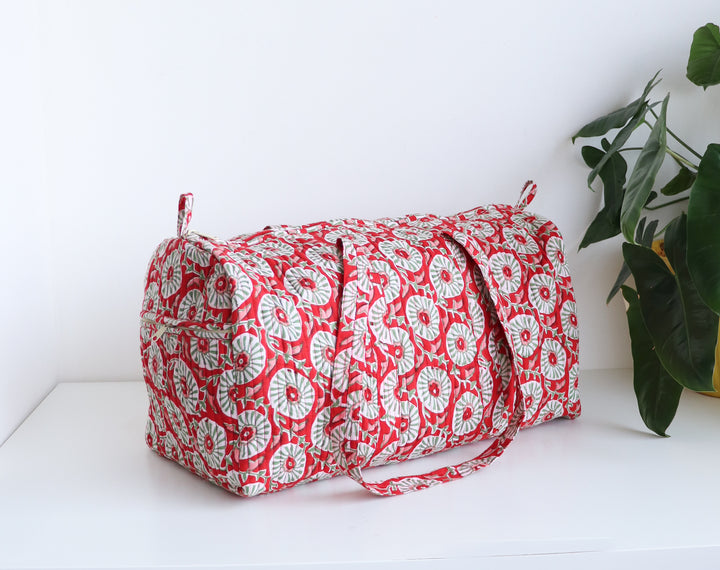 Floral Duffle Bag - Red Travel bag