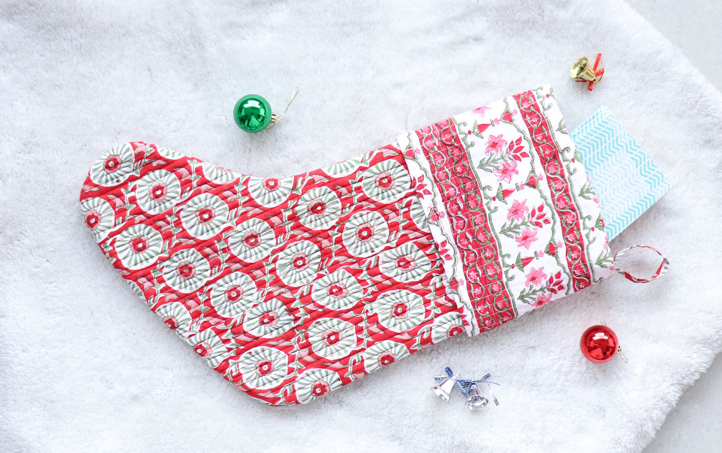 Red Festive Handmade Cotton Stocking