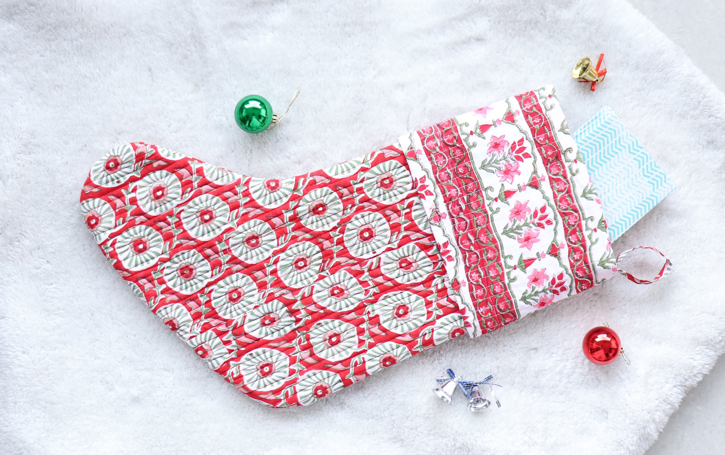Red Festive Handmade Cotton Stocking