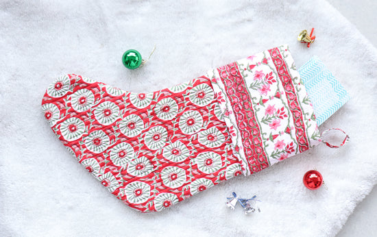 Red Festive Handmade Cotton Stocking
