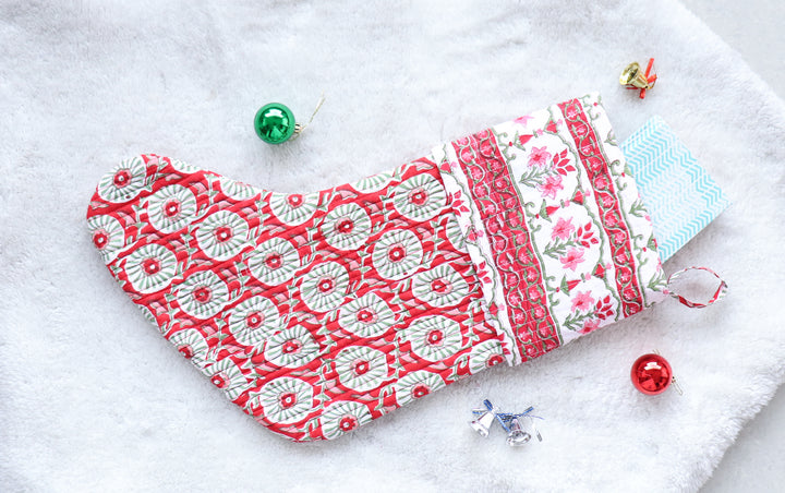 Red Festive Handmade Cotton Stocking