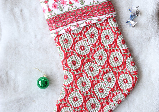 Red Festive Handmade Cotton Stocking
