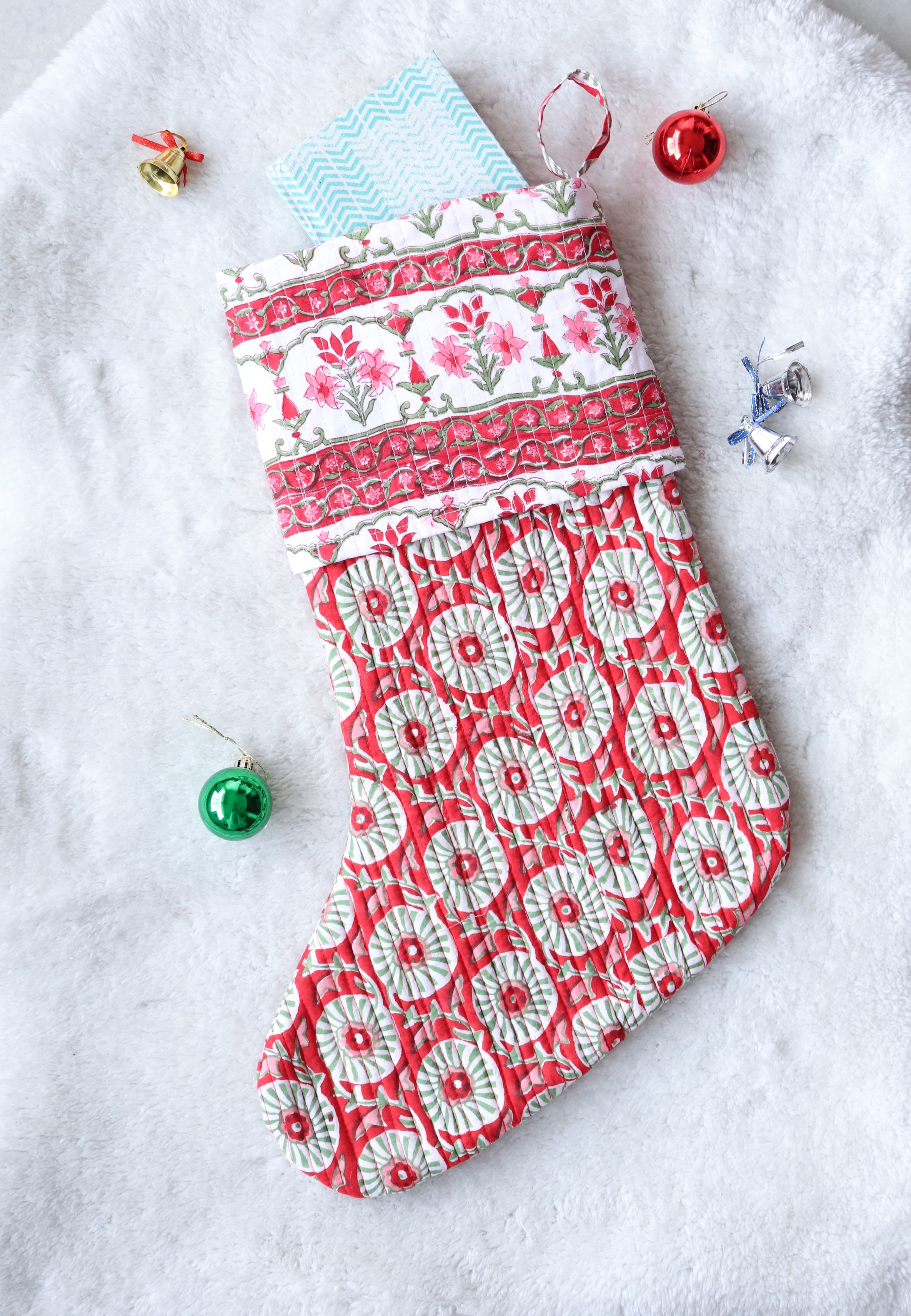 Red Festive Handmade Cotton Stocking