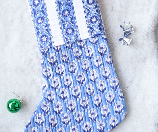 White & Blue Christmas Stocking