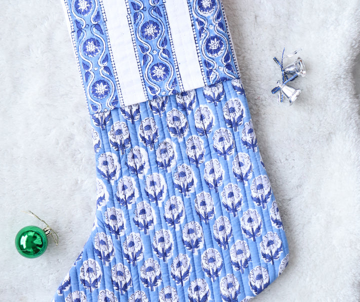 White & Blue Christmas Stocking