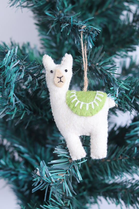 White Llama Christmas Ornament