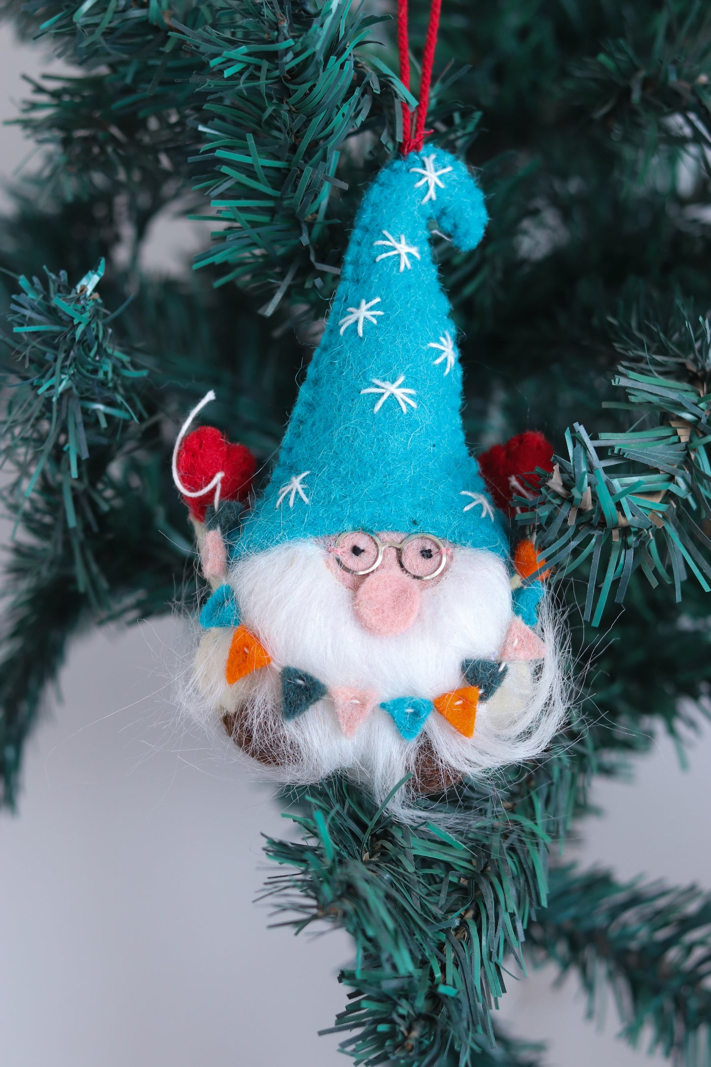Santa Gnome with Glasses Christmas Ornaments