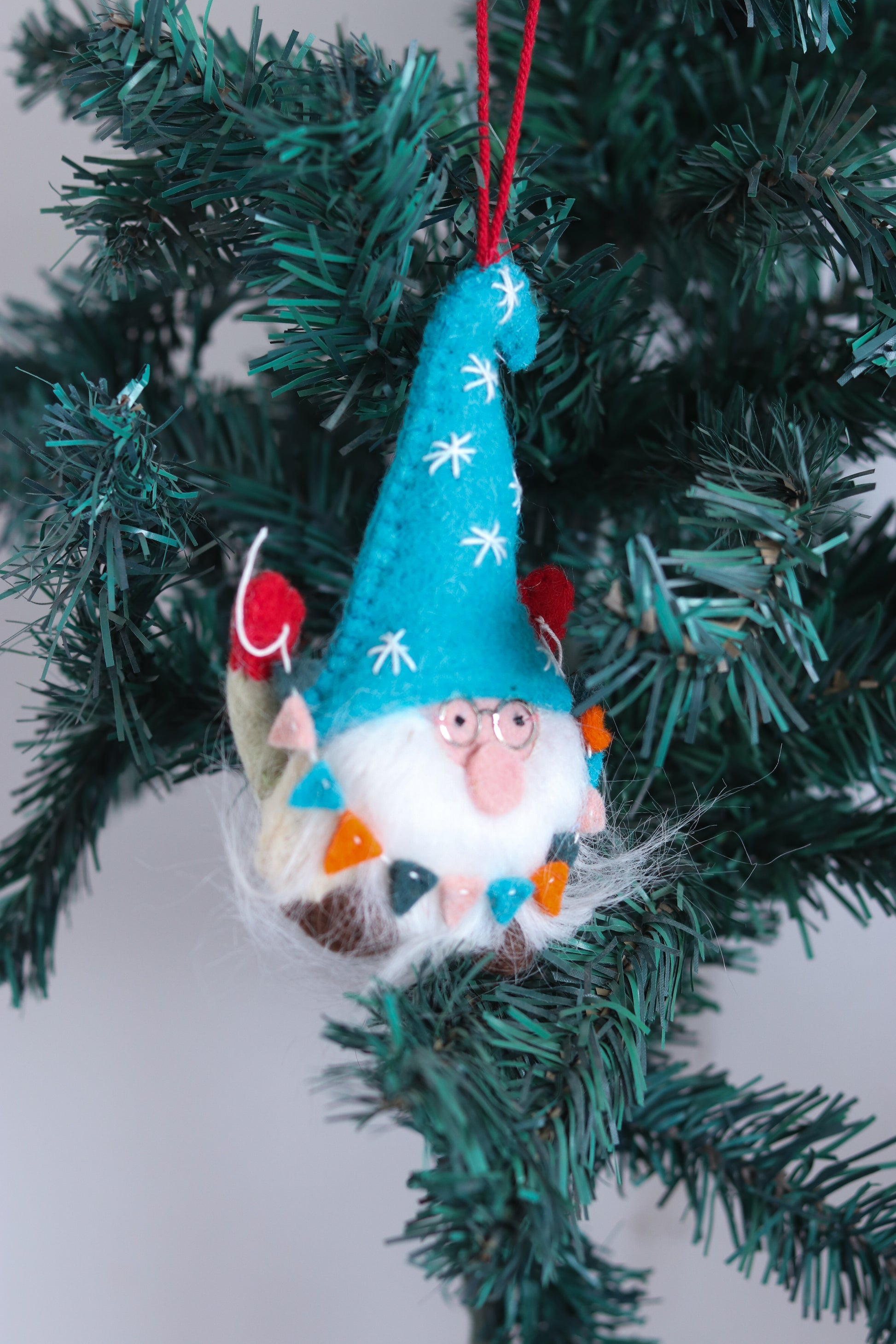 Santa Gnome with Glasses Christmas Ornaments