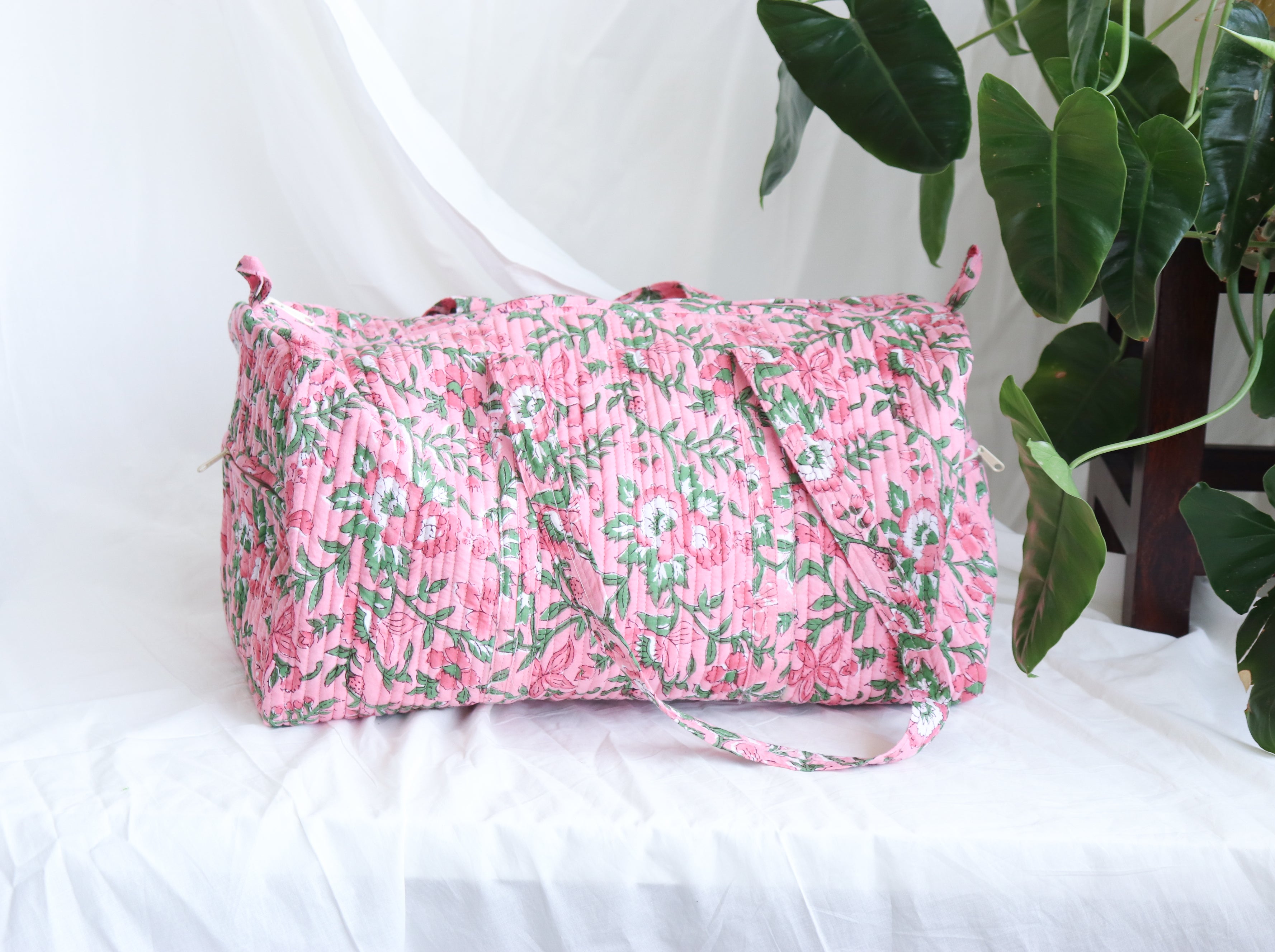 Floral Duffle Bag - Candy Pink