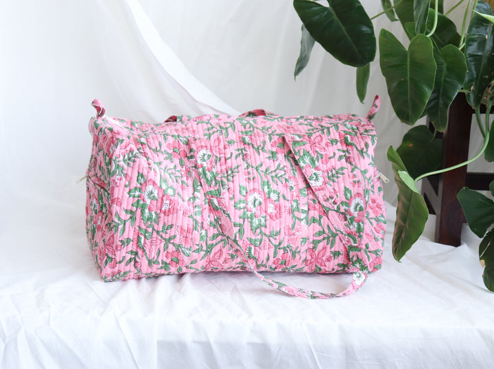 Floral Duffle Bag - Candy Pink