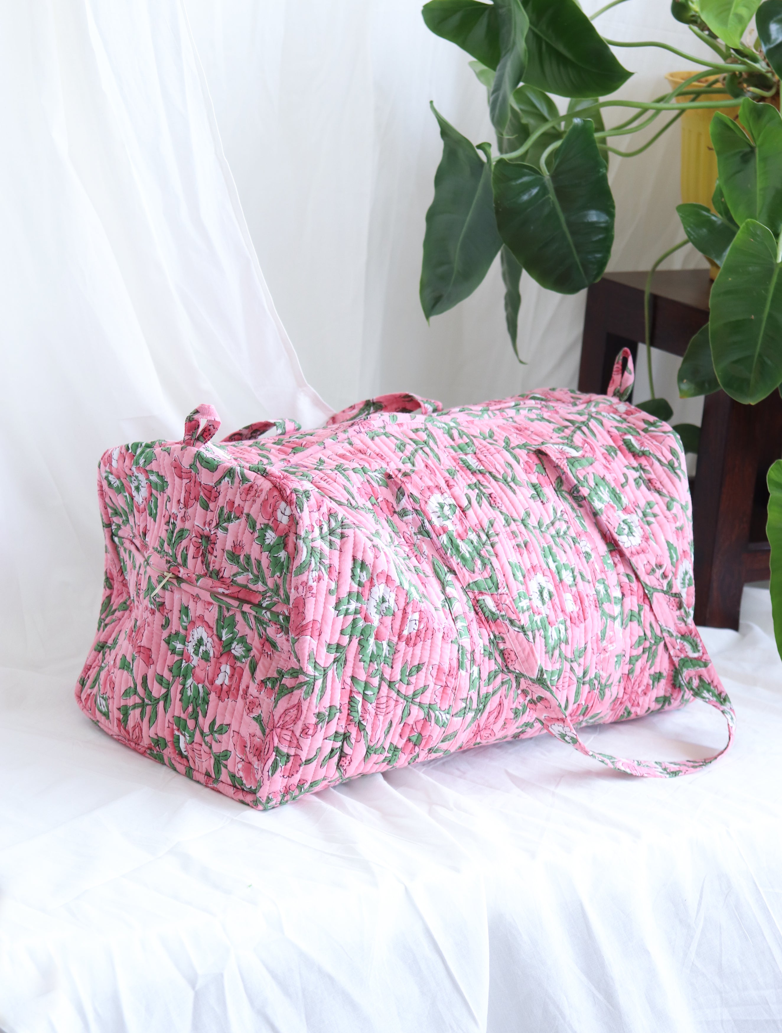 Floral Duffle Bag - Candy Pink