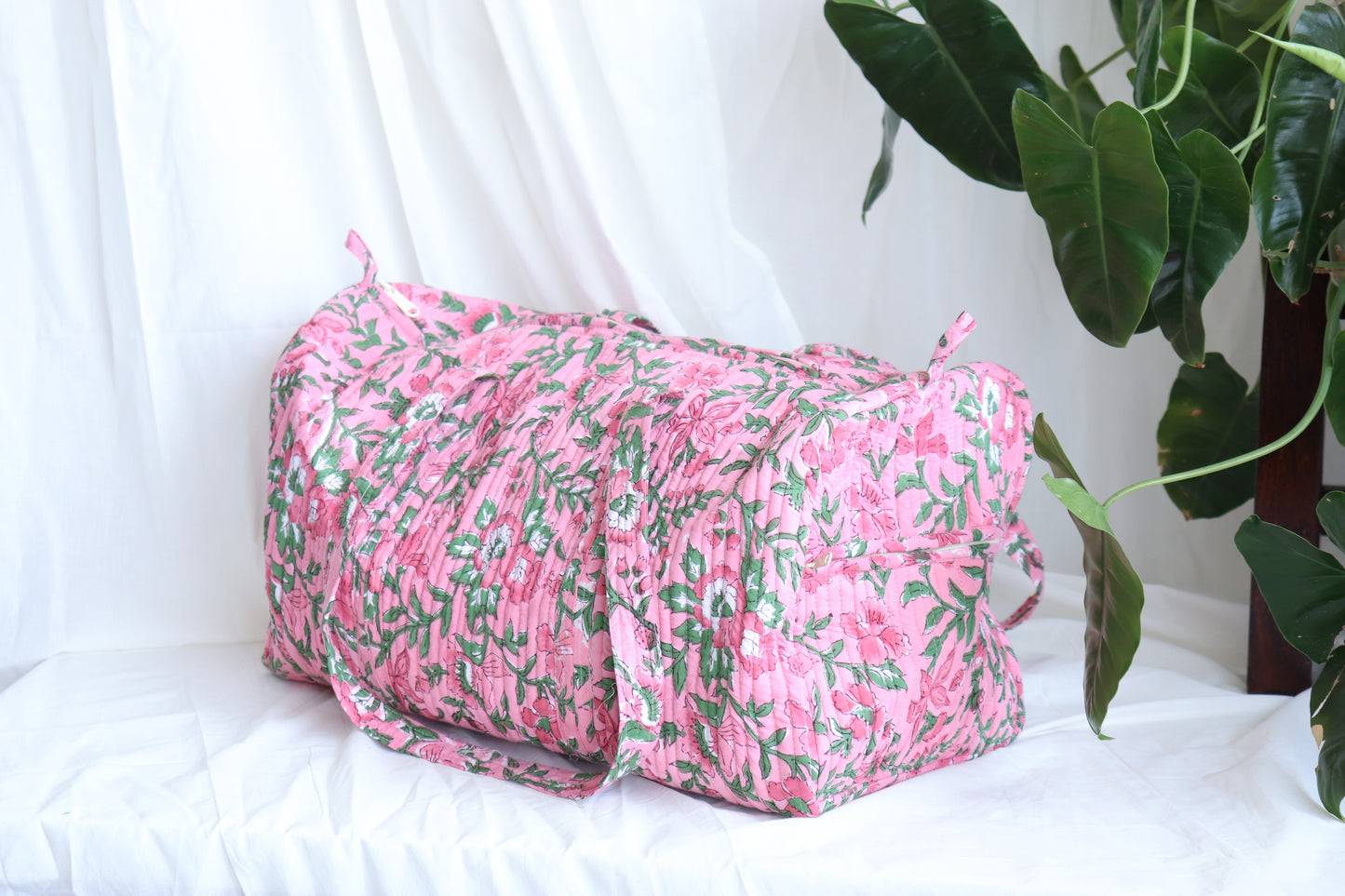 Floral Duffle Bag - Candy Pink