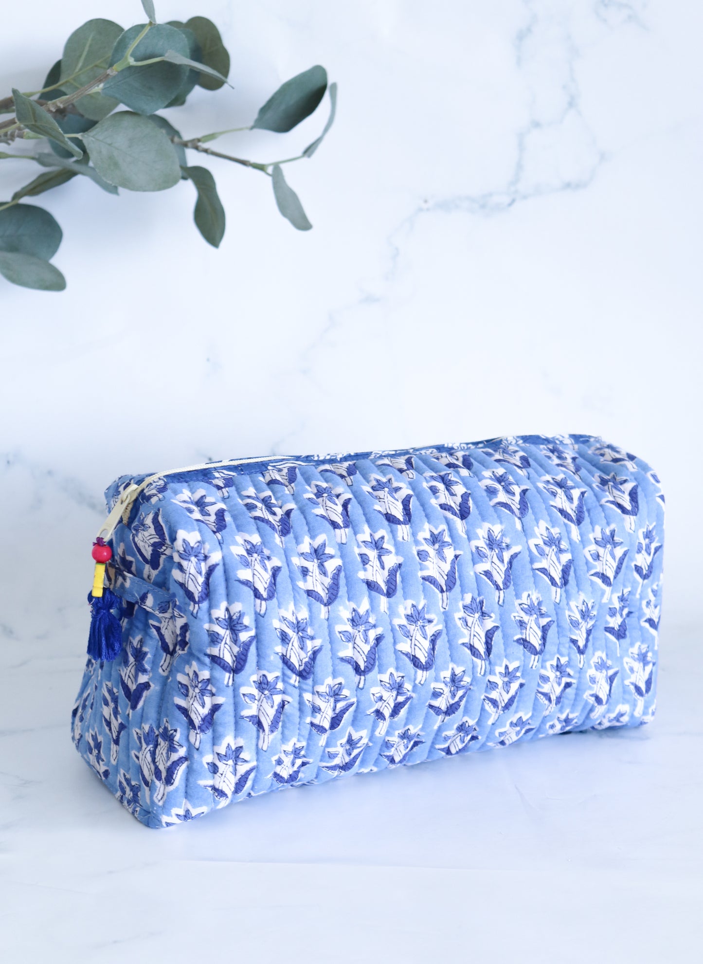 Quilted Makeup Bag - Lapis Blue