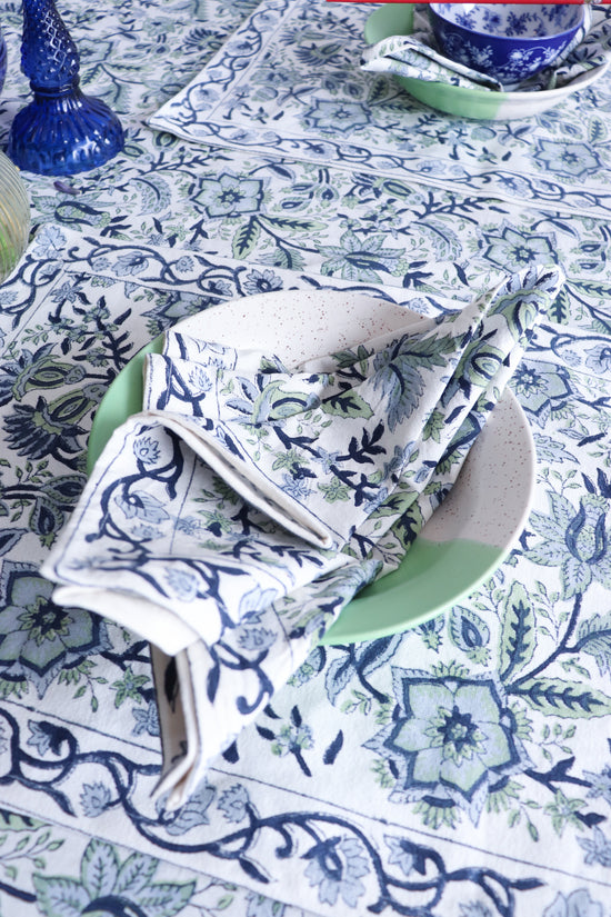 Dinner Napkin - White and Blue | Set of 6