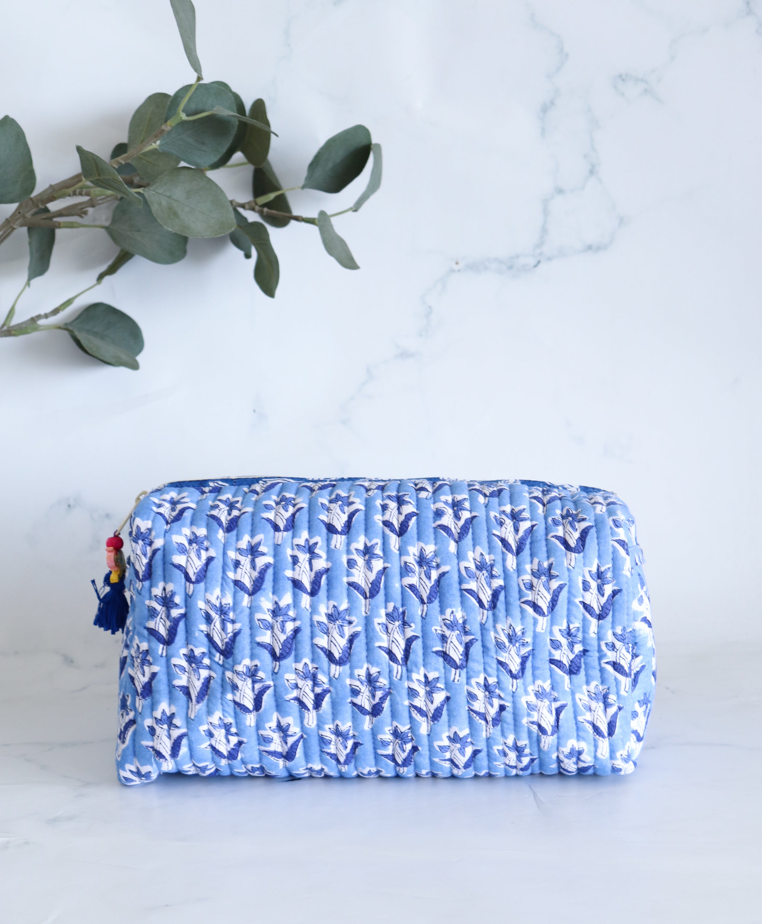 Quilted Makeup Bag - Lapis Blue