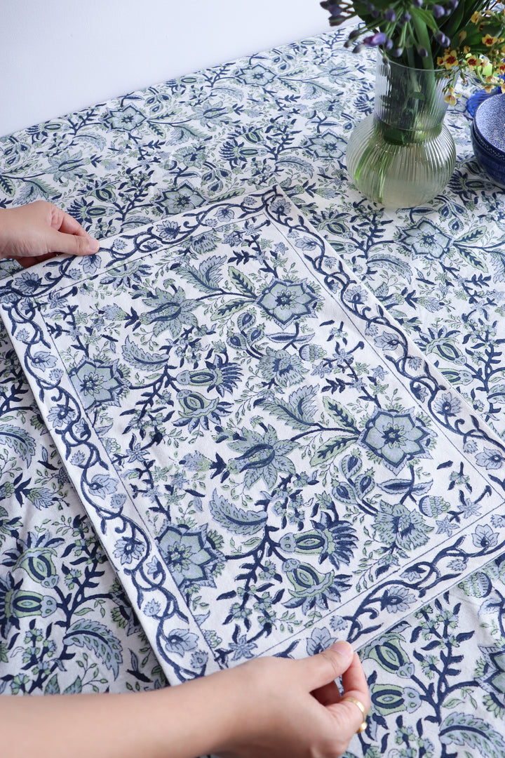 Floral Placemats - White and Blue | Set Of 6