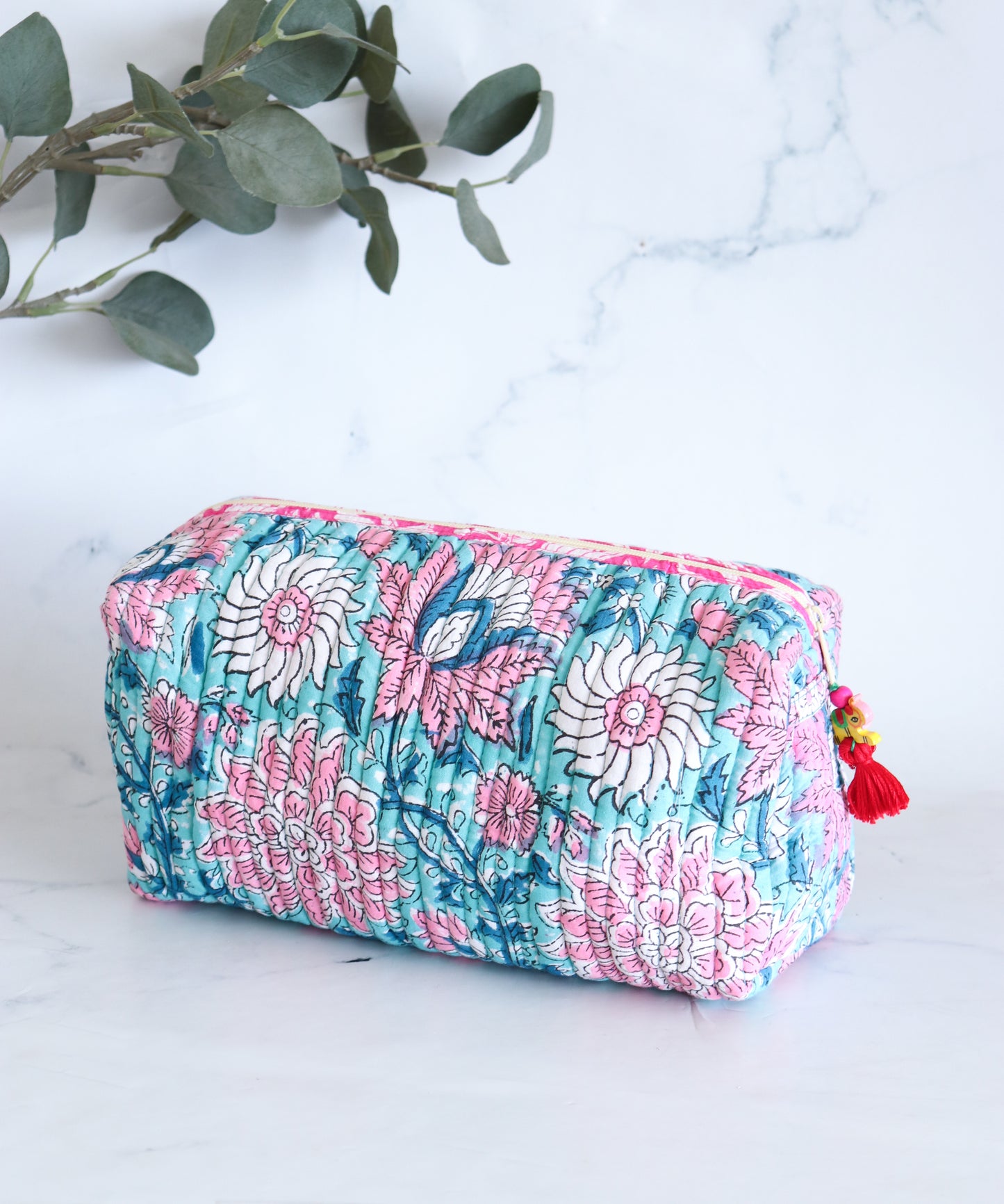 Floral Quilted Makeup Bag - Breeze