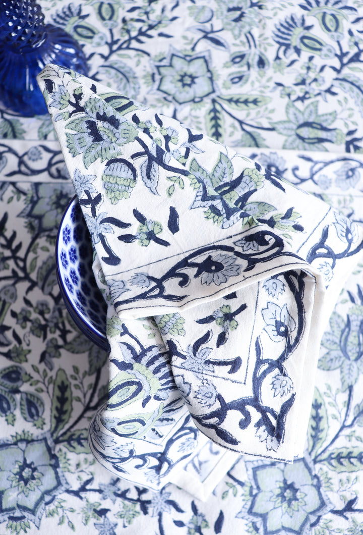 Dinner Napkin - White and Blue | Set of 6