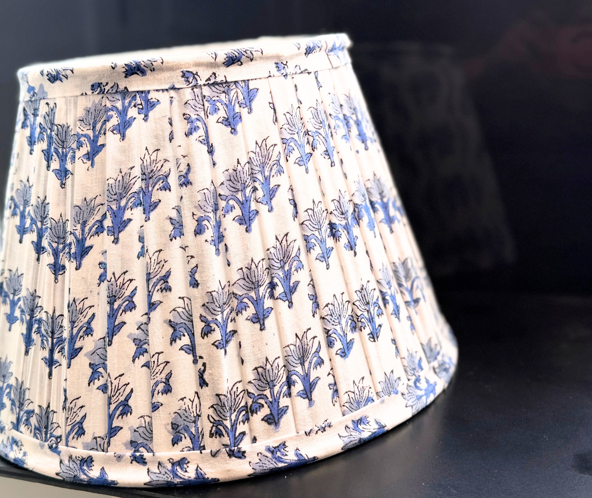 The Indigo Bloom Pleated Lampshade