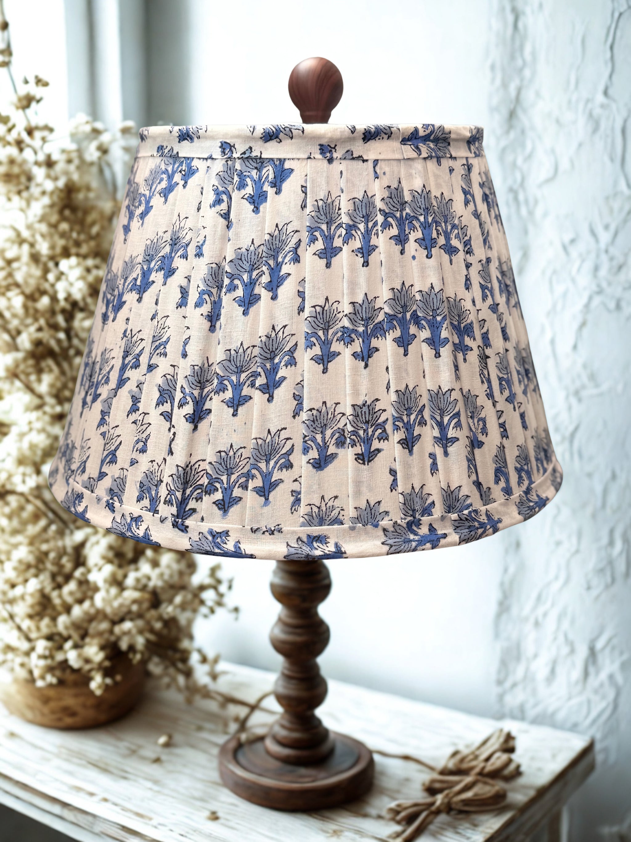 The Indigo Bloom Pleated Lampshade