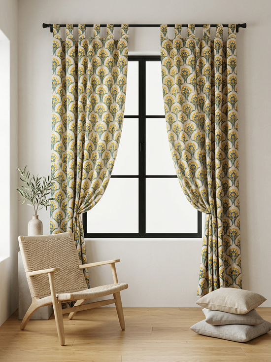 Marigold Bloom Semi-Sheer Curtain
