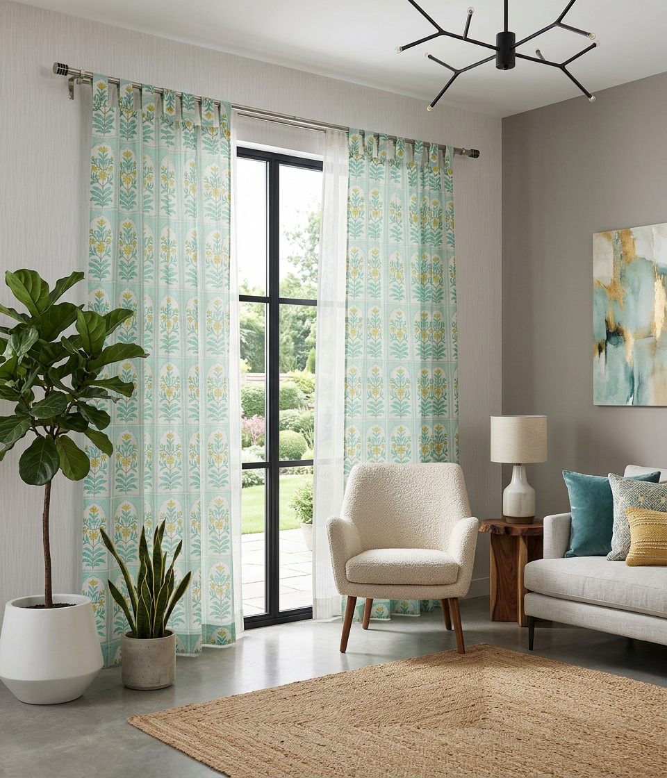 Sage Green Semi Sheer Curtains
