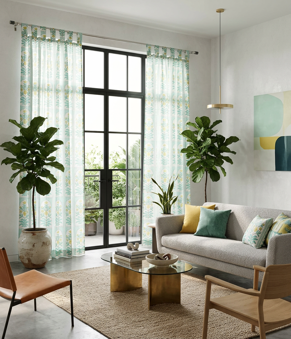 Sage Green Semi Sheer Curtains