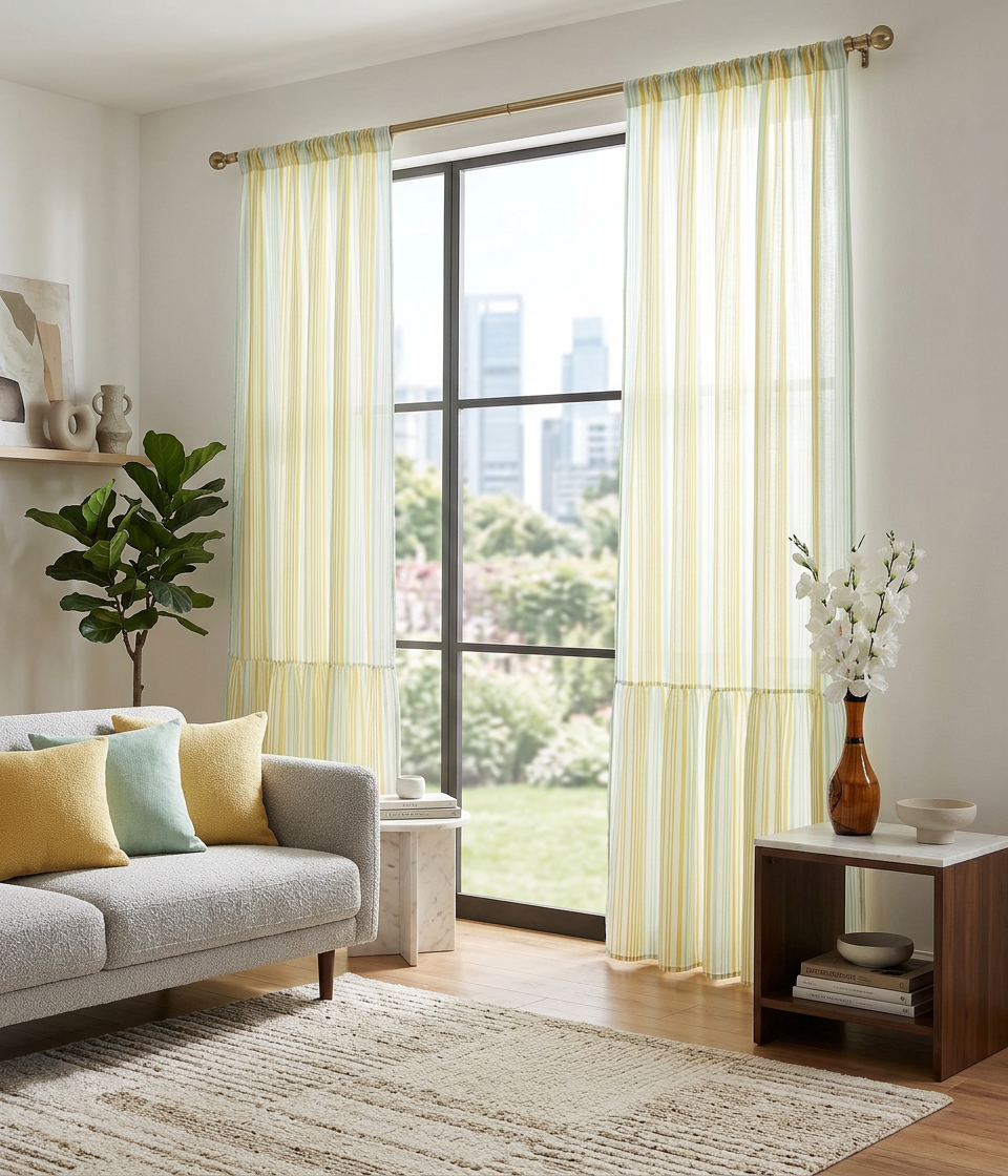 Sun Stripe Semi Sheer Curtains